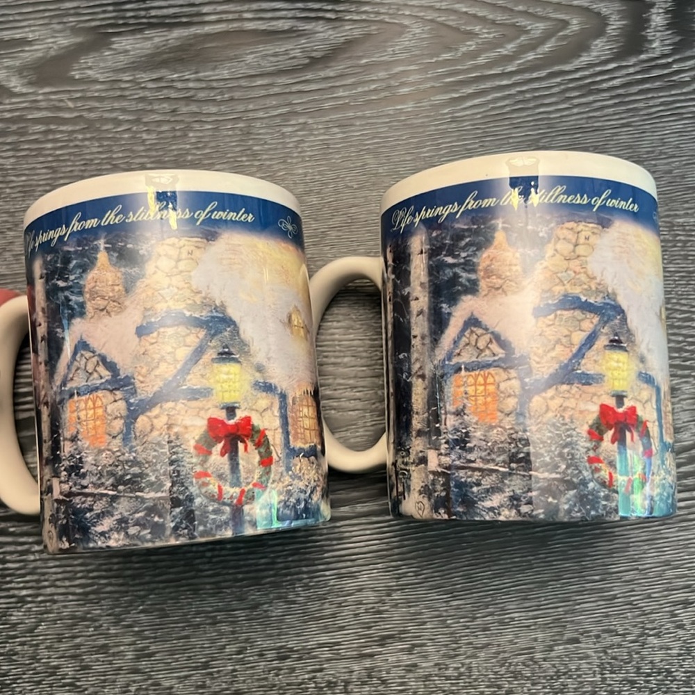 Thomas Kinkade Fine Ceramic Mugs(2)With Box